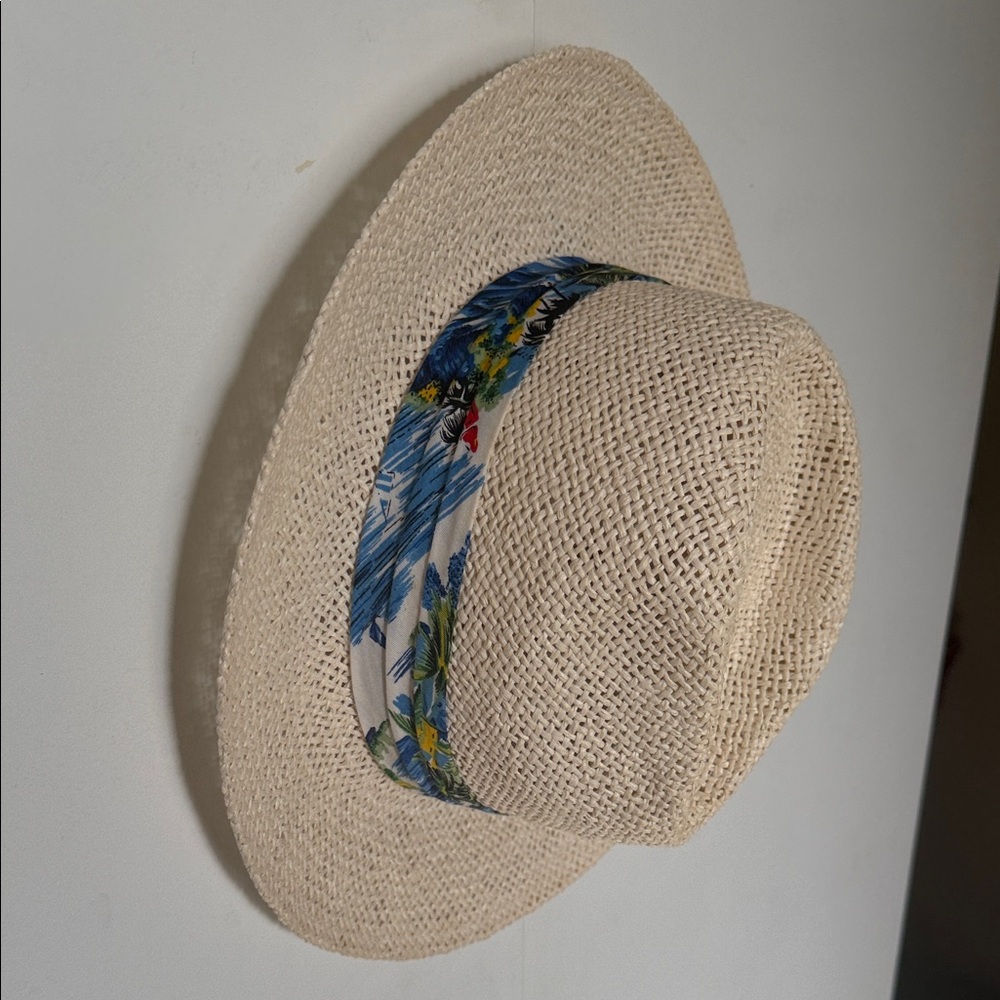 Stylish straw Hat with Blue Floral Band